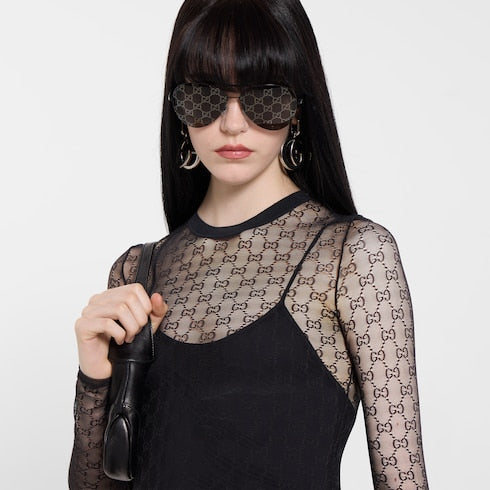 GG stretch lace T-shirt - black