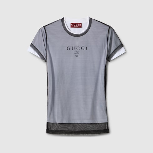 Double layered jersey T-shirt with print - white