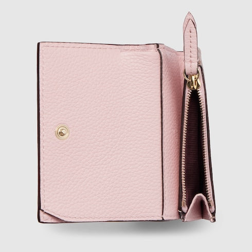 Bi-color GG Marmont mini wallet - pink leather