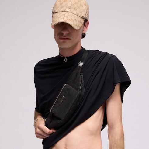 Flatpack small belt bag - black GG canvas