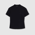 Rayon jersey T-shirt with embroidery - black