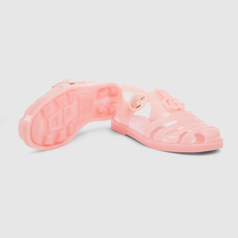 Women's sandal with Double G - pink rubber