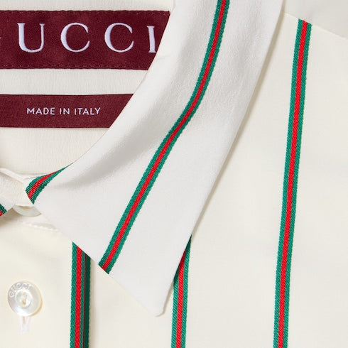 Web silk jacquard shirt - white