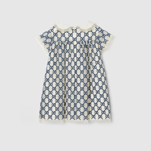 Baby GG nylon dress - navy and off white