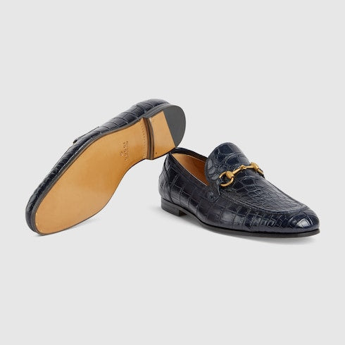 Men's Gucci Jordaan crocodile loafer - blue