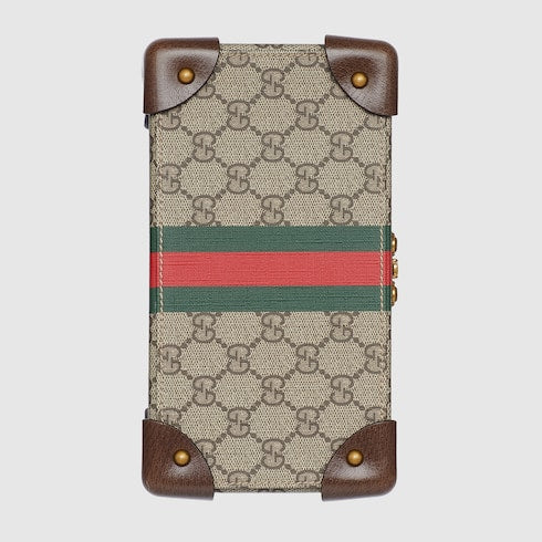 Gucci Savoy small rigid watch case - beige and ebony Supreme
