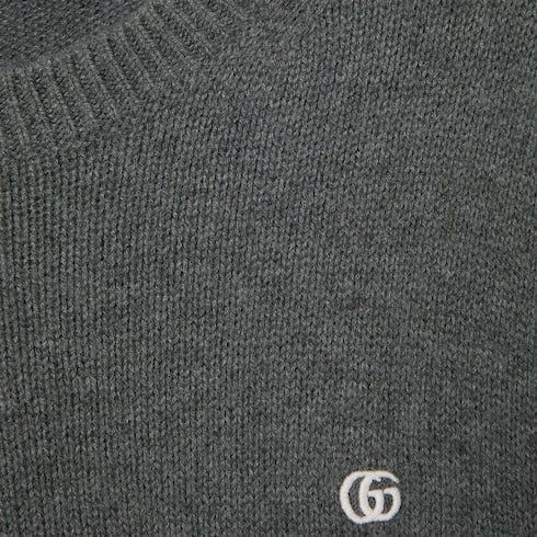 Embroidered wool cashmere sweater - grey
