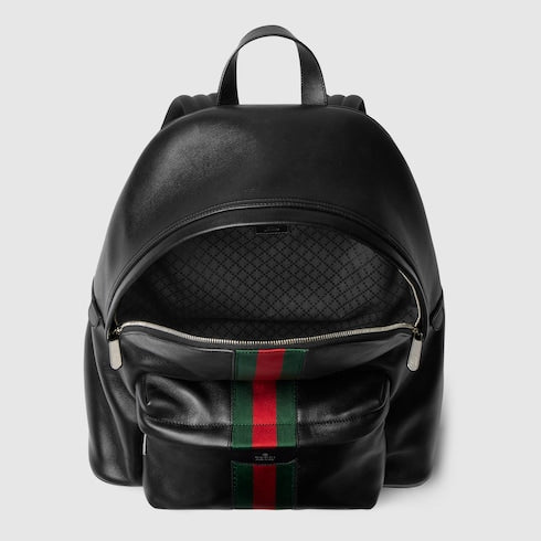 Web Trademark large backpack - black leather