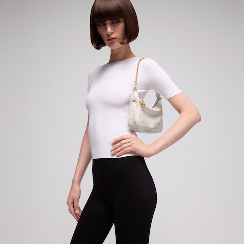 Lady Lunetta Chain small shoulder bag - white GG leather
