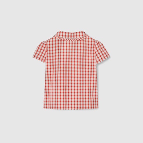 Baby gingham cotton shirt - red and white