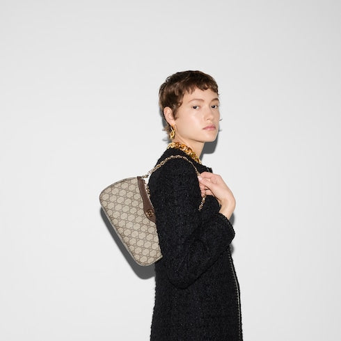 Ophidia small shoulder bag - beige and dark brown GG Supreme