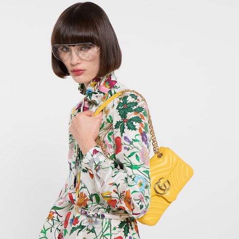 GG Marmont small shoulder bag - yellow leather