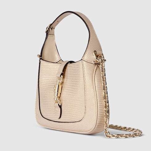 Gucci Jackie 1961 mini lizard bag - metallic beige