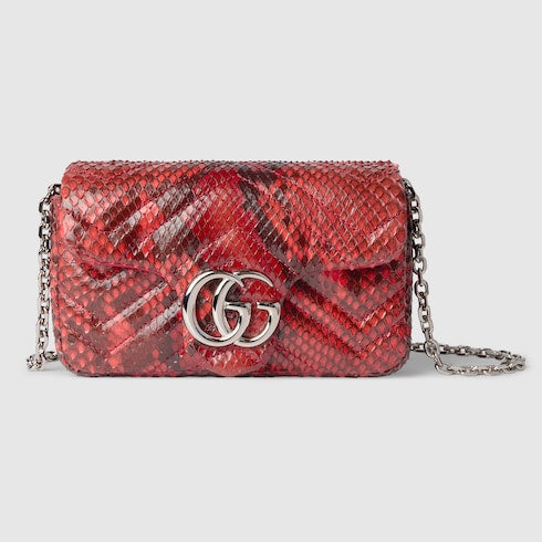 GG Marmont python mini shoulder bag - deep red