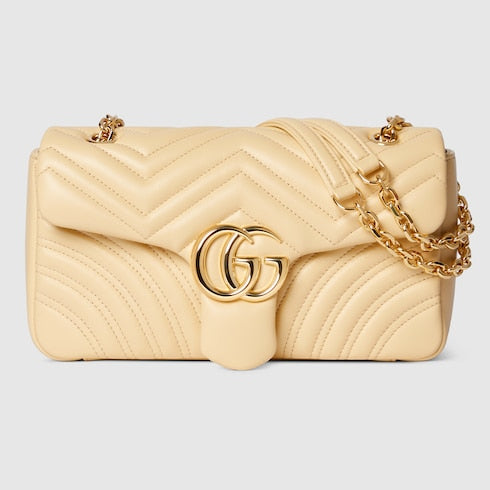 GG Marmont medium shoulder bag - light yellow leather
