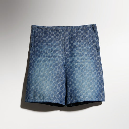 GG chambray cotton denim shorts - blue
