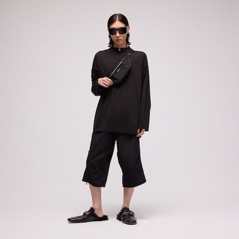 Cotton silk T-shirt with embroidery - black
