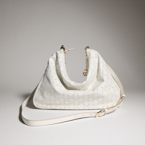 Lady Lunetta Chain medium shoulder bag - white GG leather