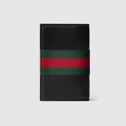 Web Trademark card case - black leather