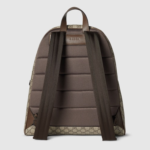 Ophidia medium backpack - beige and dark brown fabric