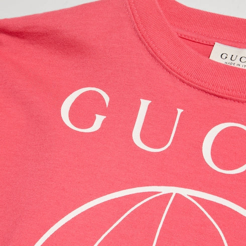 Children's cotton T-shirt with print - pink