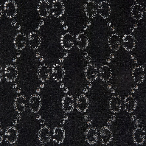 Chenille bodysuit with GG crystals - black