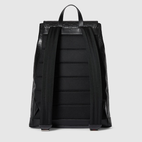 GG Emblem medium backpack - black GG leather