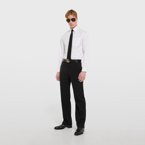 Cotton poplin shirt with embroidery - white
