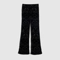 Floral devoré velour pants - black