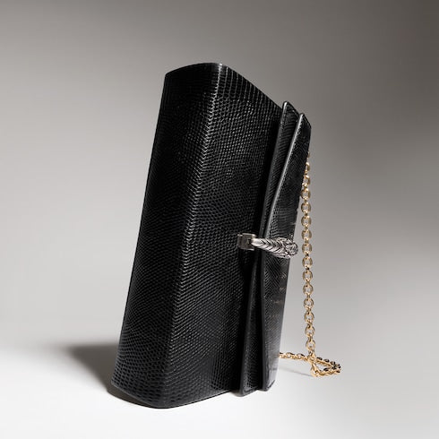 Dionysus lizard small shoulder bag - black