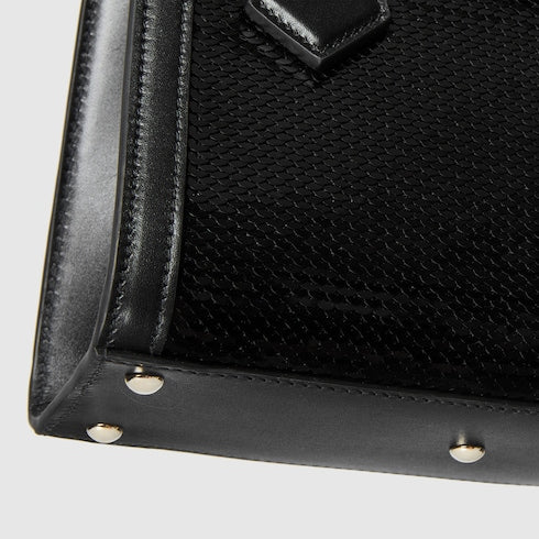 Gucci Diana embroidered small tote bag - black silk satin