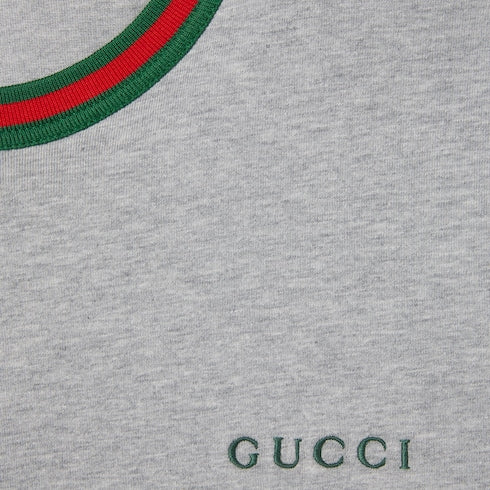 Cotton jersey T-shirt with embroidery - grey mélange