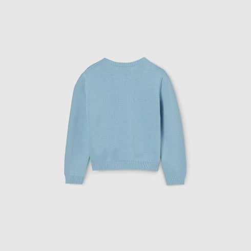 Baby cotton sweater with embroidery - light blue