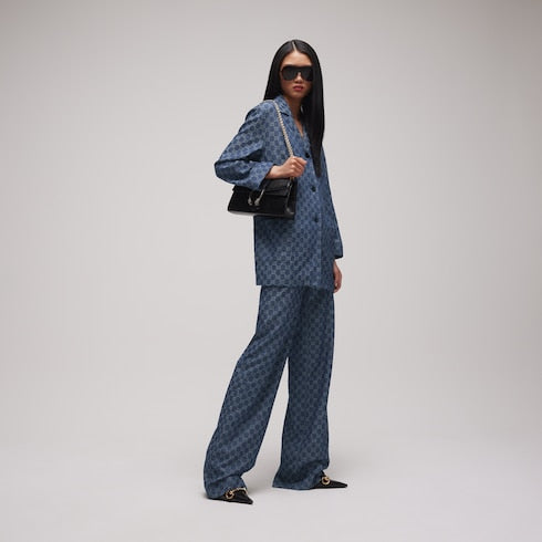 GG cotton denim jacquard jacket - blue