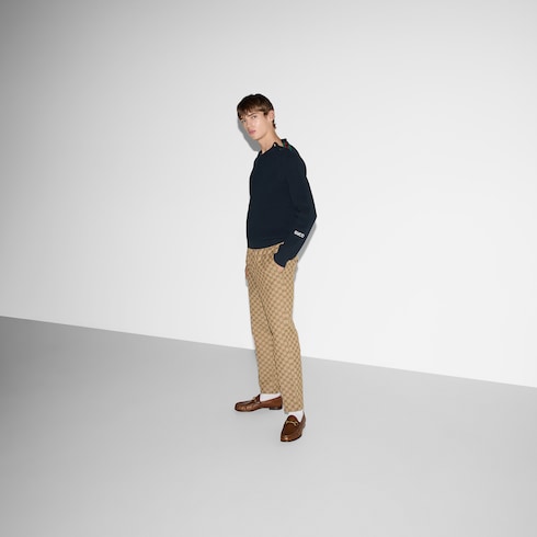 GG canvas jogging pant - camel and ebony
