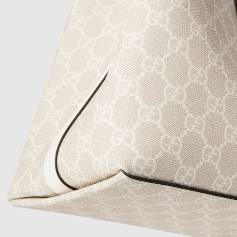 GG Emblem large tote bag - beige and white GG fabric