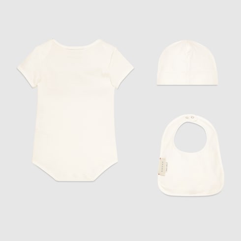 White Cotton Baby Gucci Logo Gift Set - White Cotton