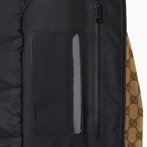GG technical fabric jacquard jacket - beige and dark brown