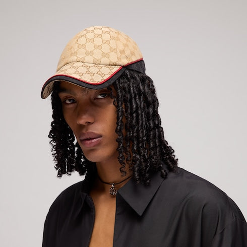 GG cotton canvas baseball hat - sand and black