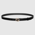 Belt with Interlocking G buckle - black leather