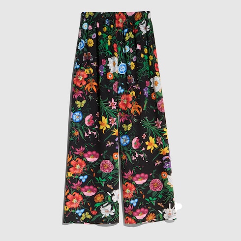 Printed silk leisure pants - multicolor