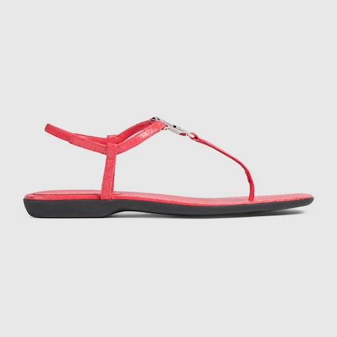 Women's python thong sandal with Interlocking G - red