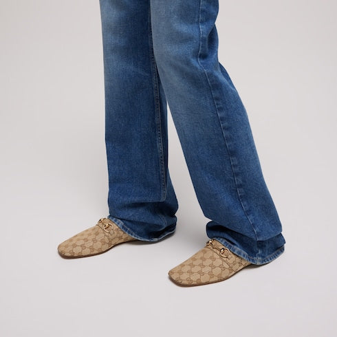 Women's Ragazzo mule - sand and brown GG canvas