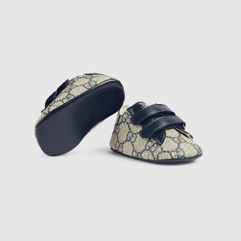 Baby Gucci Ace sneaker - blue and grey GG Supreme