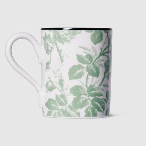 Herbarium print mug - white and green porcelain