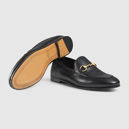 Black Leather Foldable Slim Horsebit Loafer
