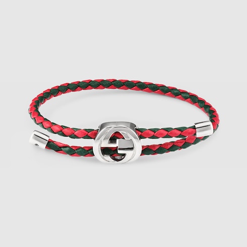 Braided leather bracelet with Web - 925 sterling silver