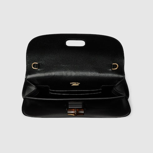 Bamboo clutch - black leather