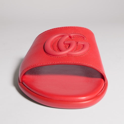Women's slide sandal with Double G - red leather