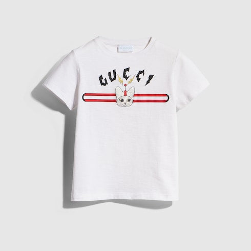 Children's cotton T-shirt with print - white